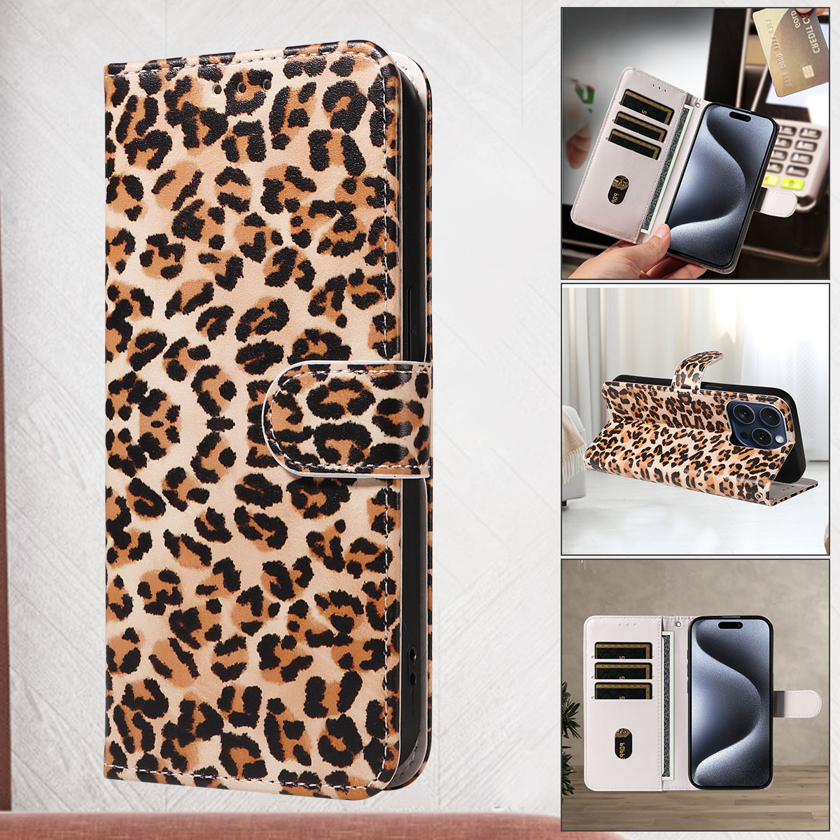 Kickstand Adjustable - Faux Leather Phone Case for IPhone17