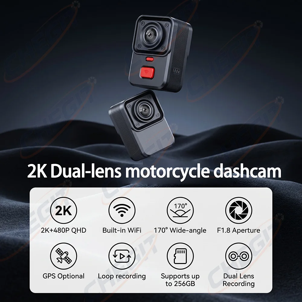 2 Camera Motorcycle DVR 2K HD  - огляд і ціна Cycling Loop